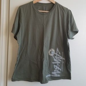 Stussy Olive green graphic t-shirt